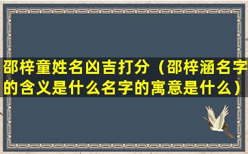 邵梓童姓名凶吉打分（邵梓涵名字的含义是什么名字的寓意是什么）