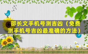 邵长文手机号测吉凶（免费测手机号吉凶最准确的方法）