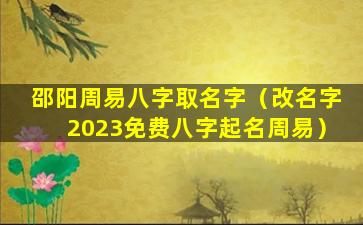 邵阳周易八字取名字（改名字2023免费八字起名周易）