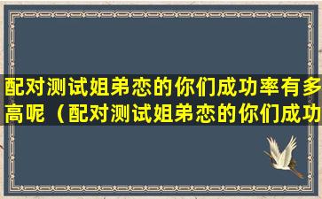 配对测试姐弟恋的你们成功率有多高呢（配对测试姐弟恋的你们成功率有多高呢知乎）