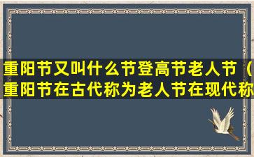 重阳节又叫什么节登高节老人节（重阳节在古代称为老人节在现代称为登高节）