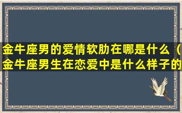 金牛座男的爱情软肋在哪是什么（金牛座男生在恋爱中是什么样子的）