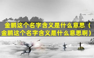 金鹏这个名字含义是什么意思（金鹏这个名字含义是什么意思啊）