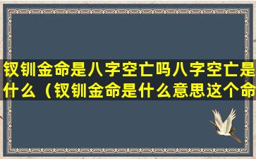 钗钏金命是八字空亡吗八字空亡是什么（钗钏金命是什么意思这个命好不好）