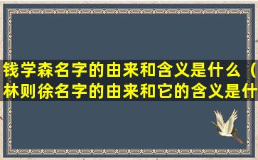 钱学森名字的由来和含义是什么（林则徐名字的由来和它的含义是什么）