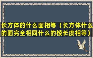 长方体的什么面相等（长方体什么的面完全相同什么的棱长度相等）