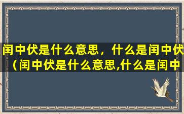 闰中伏是什么意思，什么是闰中伏（闰中伏是什么意思,什么是闰中伏）