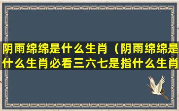 阴雨绵绵是什么生肖（阴雨绵绵是什么生肖必看三六七是指什么生肖）