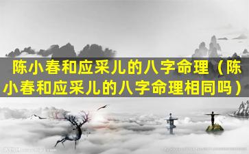 陈小春和应采儿的八字命理（陈小春和应采儿的八字命理相同吗）