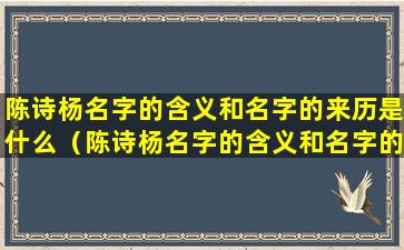 陈诗杨名字的含义和名字的来历是什么（陈诗杨名字的含义和名字的来历是什么意思）