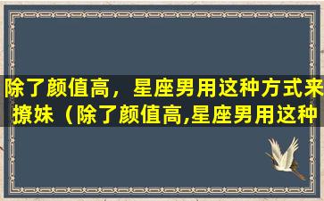 除了颜值高，星座男用这种方式来撩妹（除了颜值高,星座男用这种方式来撩妹可以吗）