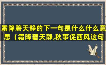 霜降碧天静的下一句是什么什么意思（霜降碧天静,秋事促西风这句话的意思）