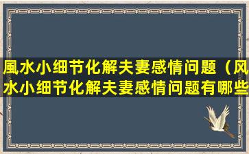 風水小细节化解夫妻感情问题（风水小细节化解夫妻感情问题有哪些）