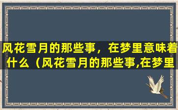 风花雪月的那些事，在梦里意味着什么（风花雪月的那些事,在梦里意味着什么意思）