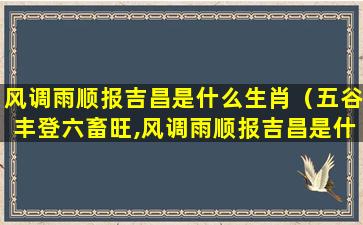 风调雨顺报吉昌是什么生肖（五谷丰登六畜旺,风调雨顺报吉昌是什么生肖）