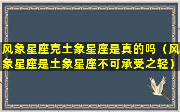 风象星座克土象星座是真的吗（风象星座是土象星座不可承受之轻）