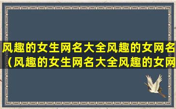 风趣的女生网名大全风趣的女网名（风趣的女生网名大全风趣的女网名怎么取）