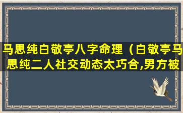 马思纯白敬亭八字命理（白敬亭马思纯二人社交动态太巧合,男方被扒秘密暖心）