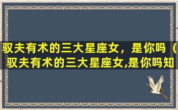 驭夫有术的三大星座女，是你吗（驭夫有术的三大星座女,是你吗知乎）