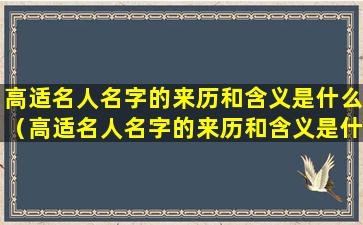 高适名人名字的来历和含义是什么（高适名人名字的来历和含义是什么意思）