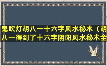 鬼吹灯胡八一十六字风水秘术（胡八一得到了十六字阴阳风水秘术全本吗）