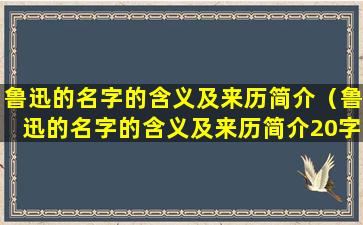 鲁迅的名字的含义及来历简介（鲁迅的名字的含义及来历简介20字）