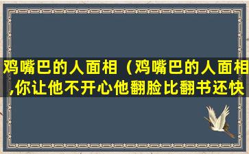 鸡嘴巴的人面相（鸡嘴巴的人面相,你让他不开心他翻脸比翻书还快）