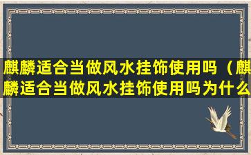 麒麟适合当做风水挂饰使用吗（麒麟适合当做风水挂饰使用吗为什么）