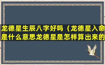 龙德星生辰八字好吗（龙德星入命是什么意思龙德星是怎样算出来的）