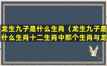 龙生九子是什么生肖（龙生九子是什么生肖十二生肖中那个生肖与龙有关）